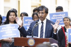 June 5, 2024: In the East Wing Rotunda, Sen. Saval spoke to students parents and advocates participating in Afterschool Advocacy Day hosted by the Pennsylvania Afterschool Youth Development Network.