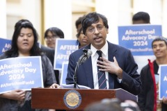 June 5, 2024: In the East Wing Rotunda, Sen. Saval spoke to students parents and advocates participating in Afterschool Advocacy Day hosted by the Pennsylvania Afterschool Youth Development Network.