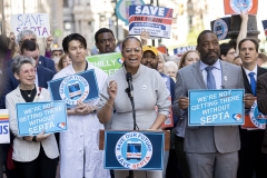 May 19, 2025 − State lawmakers from Philadelphia and the surrounding counties rallied today outside of SEPTA’s headquarters in Center City as the transit agency began a series of public hearings on its proposed 2025–2026 budget, including the severe service cuts and steep fare hikes it will be forced to implement without crucial state funding.