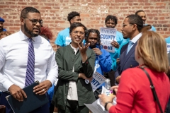 April 20, 2023 − State Senator Nikil Saval (D–Philadelphia), State Representative Sara Innamorato (D–Allegheny), and State Representative Aerion Abney (D–Allegheny), joined One Pennsylvania, Pennsylvania United, 1Hood Power, Action Housing, Keystone Energy Efficiency Alliance, Sunrise Movement, and residents and community leaders in a united call for permanent funding for Pennsylvania’s groundbreaking Whole-Home Repairs Program.