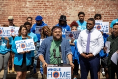 April 20, 2023 − State Senator Nikil Saval (D–Philadelphia), State Representative Sara Innamorato (D–Allegheny), and State Representative Aerion Abney (D–Allegheny), joined One Pennsylvania, Pennsylvania United, 1Hood Power, Action Housing, Keystone Energy Efficiency Alliance, Sunrise Movement, and residents and community leaders in a united call for permanent funding for Pennsylvania’s groundbreaking Whole-Home Repairs Program.